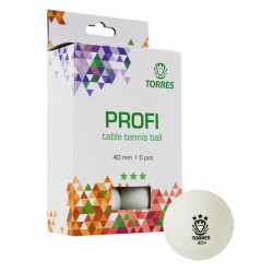 Мяч для наст. тенниса TORRES Profi 3*, диам. 40+мм, белый