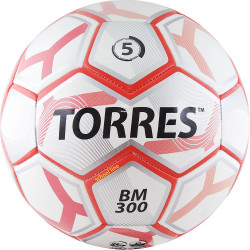 Мяч футбольный TORRES BM 300 р.5, 28 пан.,гл.TPU,2 подкл. слой, маш. сш., бело-сер