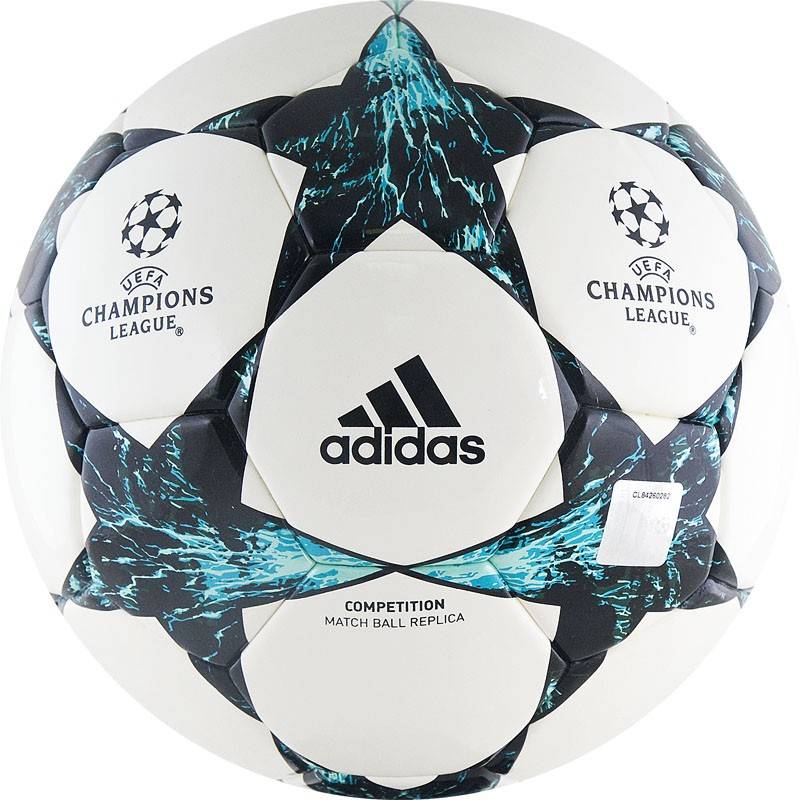 Мяч футбольный Adidas Finale 17 Competition, р.4, 32 пан, гл. ПУ, термосш, бело-бирюз-че