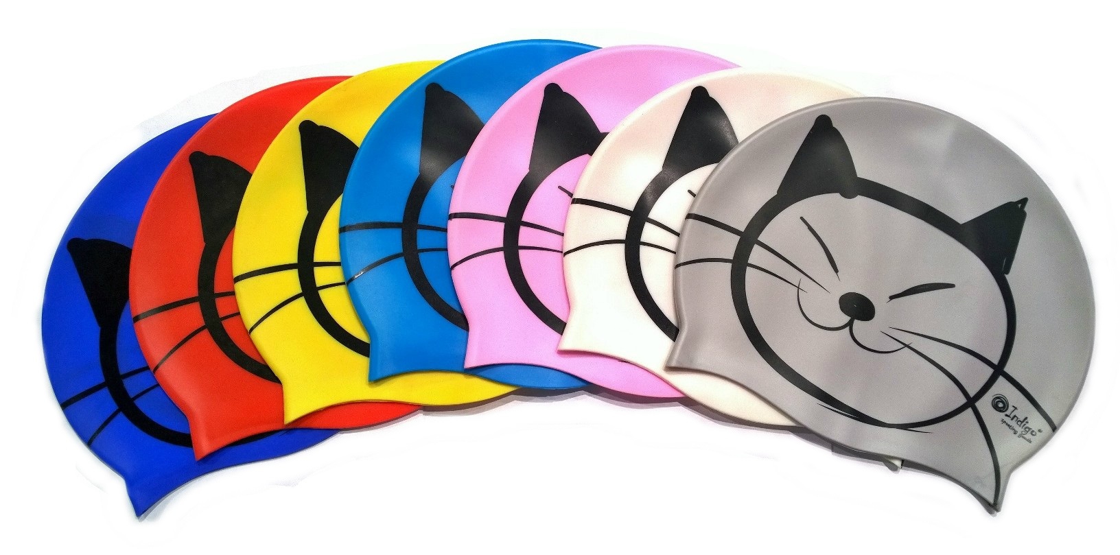 Шапочка для плавания детская Silicone INDIGO Котик SCCT503
