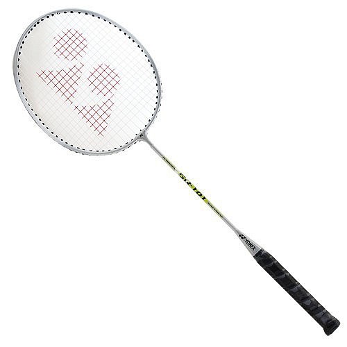Ракетка бадминтона Yonex GR-101R, для начинающ.,стал. обод и стерж с тройник, со струнами, серебр